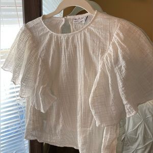 ASOS textured frill sleeve blouse in white.